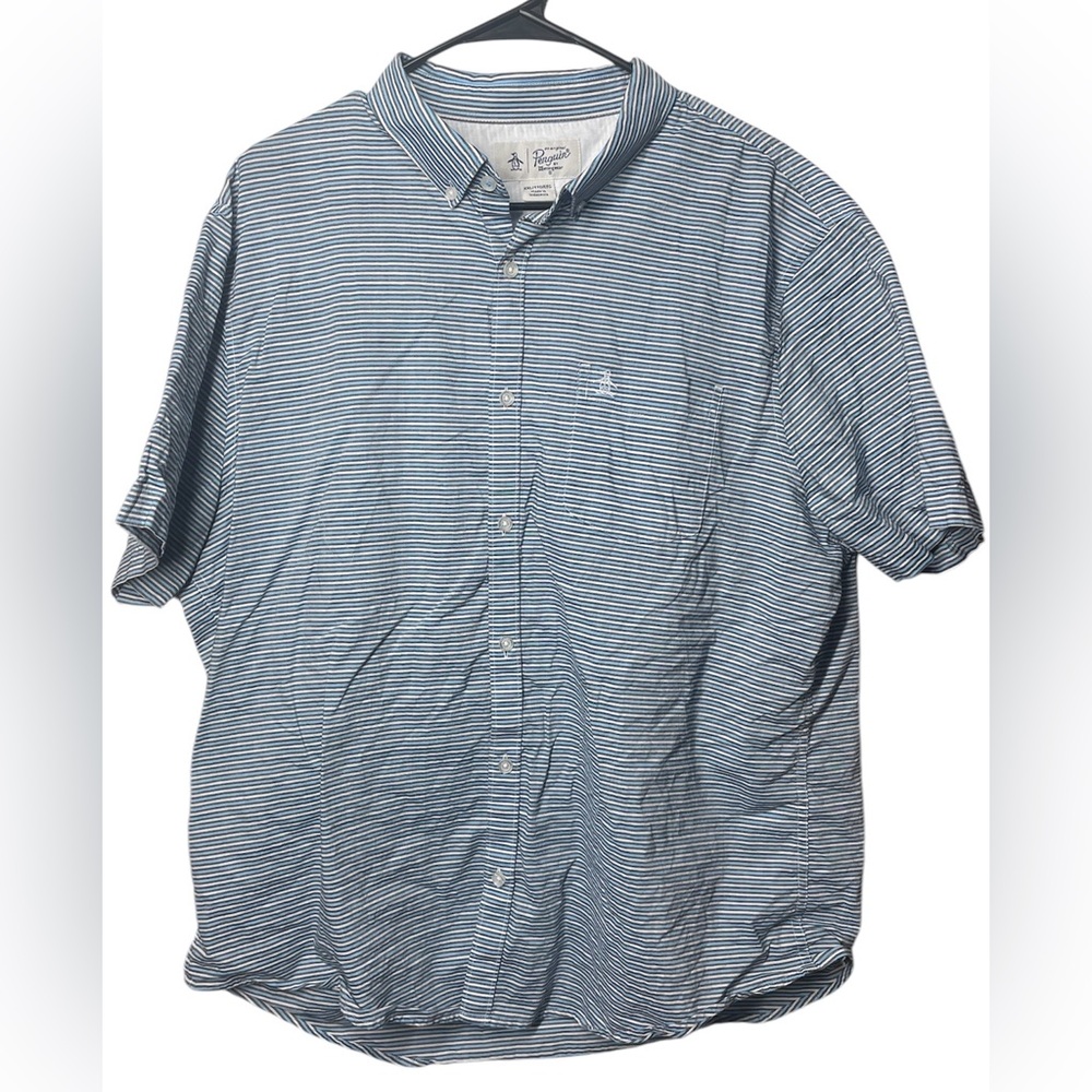 Penguin by Munsingwear stripped button up casual shortsleeve shirt size XXL Mens
